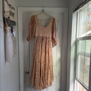 Elegant Long Sleeve Gingham Dress